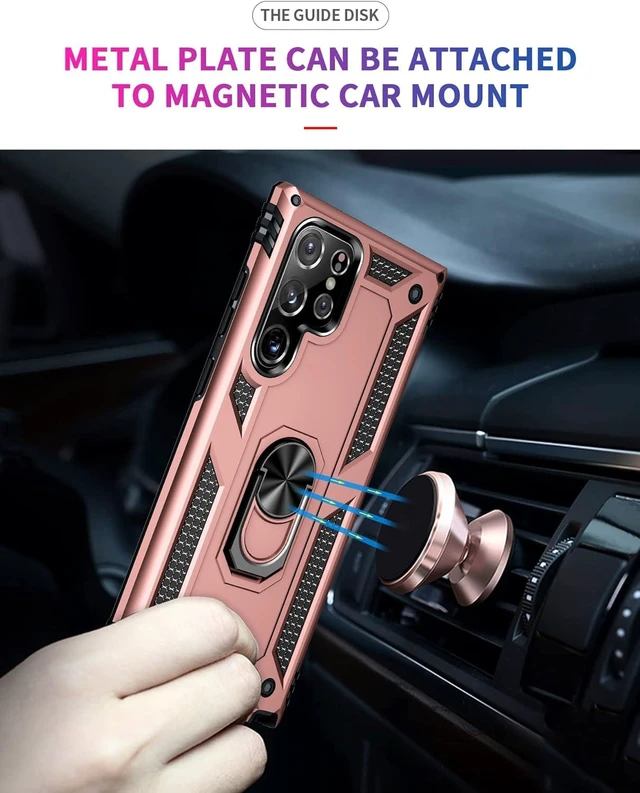 Alt view image 10 of 13 - S22 Ultra Phone Case for Samsung Galaxy 22 Ultra,with Stand, Military Shockproof Protection Case,S22 Ultra Case Rose Gold