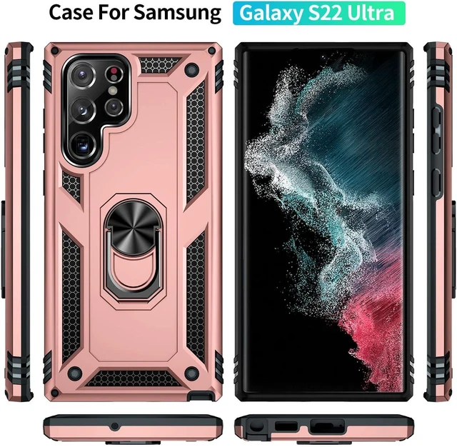 Alt view image 8 of 13 - S22 Ultra Phone Case for Samsung Galaxy 22 Ultra,with Stand, Military Shockproof Protection Case,S22 Ultra Case Rose Gold