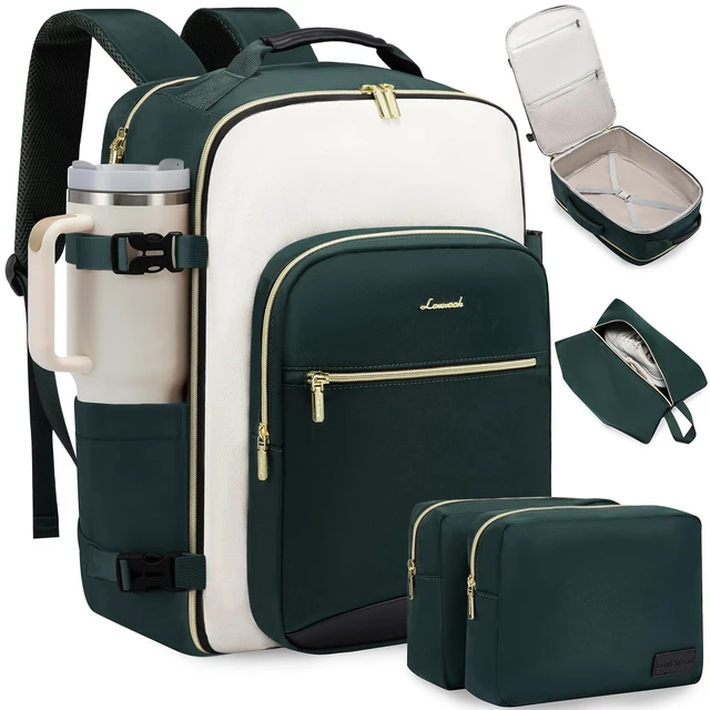 Alt view image 6 of 10 - LOVEVOOK 50L Large Travel Backpack for Women & Men, Carry on Backpack Airline Approved, Waterproof Travel Essentials fits 18" Laptop, TSA Personal Item Travel Bag Sports Backpack with 3 Packing Cubes