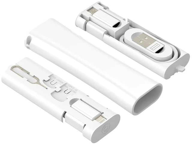 Alt view image 8 of 14 - Travel Cord Adapter Kit Storage Box(5 in 1) iPhone 16 15 Type C to USB C 60W Lightning 27W Fast Charger Micro USB OTG Data Cable Portable Power for iPad Android MacBook SIM Micro Sd Card Slot