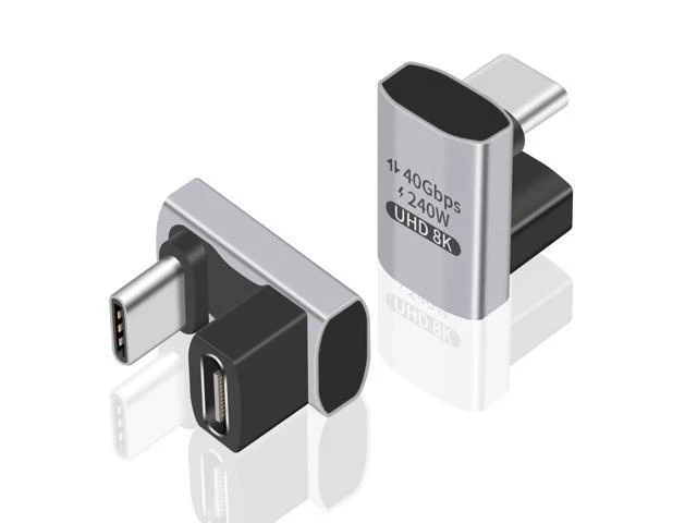 Alt view image 8 of 14 - WISDUM USB C 180 Degree Adapter 240W PD, 8K@60Hz, 40Gbps,180 Degree USB C Female to Male Adapter Connector for Thunderbolt 4, Thunderbolt 3, Switch, Laptop, Tablet, Phone and More 2 Pack