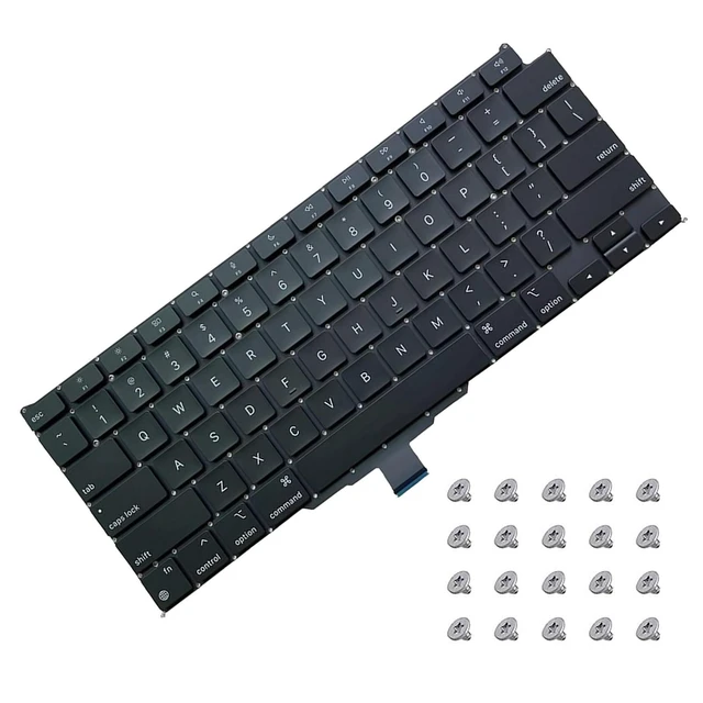 Alt view image 6 of 10 - Aokyitzm New US Keyboard with Flex Cable and Screw Kit EMC 3598 Replacement for MacBook Air 13" Retina Display A2337 Late 2020