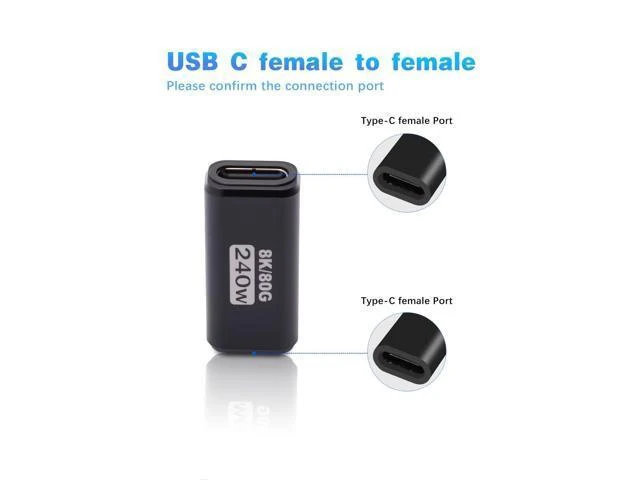 Alt view image 11 of 14 - WISDUM 80Gbps USB C Female to Female Adapter (240W Fast Charging and 8K@60Hz Video) USB C Coupler Bidirectional Converter for iPad, MacBook,Thunderbolt 5/4 and Type-C Devices (2Pack)