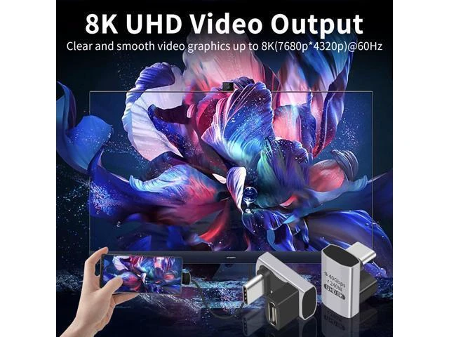 Alt view image 11 of 14 - WISDUM USB C 180 Degree Adapter 240W PD, 8K@60Hz, 40Gbps,180 Degree USB C Female to Male Adapter Connector for Thunderbolt 4, Thunderbolt 3, Switch, Laptop, Tablet, Phone and More 2 Pack