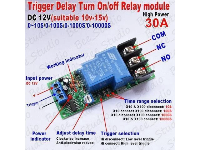 Alt view image 2 of 2 - WISDUM DC12V Trigger Delay Timer Switch Turn ON/Off Relay Module High Power 30A PLC