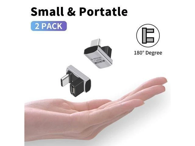 Alt view image 13 of 14 - WISDUM USB C 180 Degree Adapter 240W PD, 8K@60Hz, 40Gbps,180 Degree USB C Female to Male Adapter Connector for Thunderbolt 4, Thunderbolt 3, Switch, Laptop, Tablet, Phone and More 2 Pack