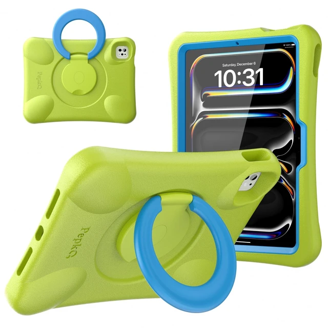 Alt view image 6 of 10 - Pepkoo EVA Kid-Proof Case for iPad Pro 11 inch M4 2024 (A2836/A2837),Shockproof Heavy Duty Cover with Stand,Design for Kids Children