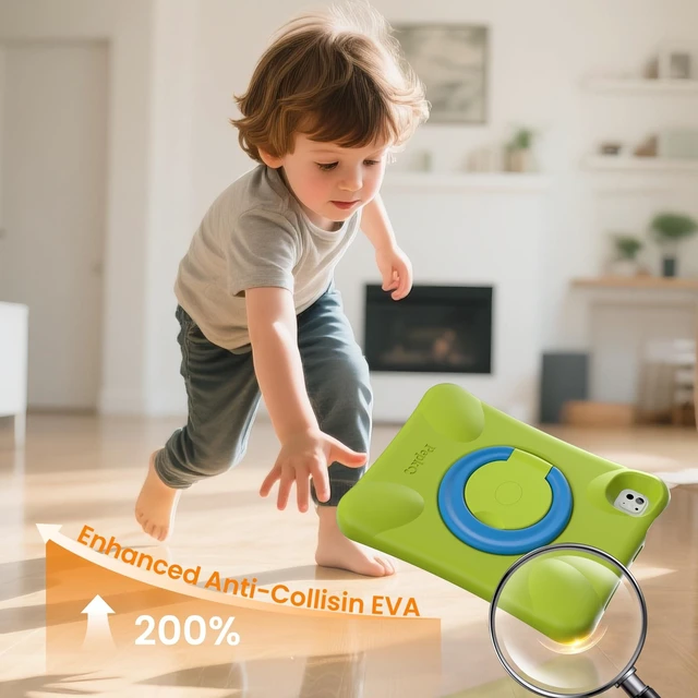 Alt view image 7 of 10 - Pepkoo EVA Kid-Proof Case for iPad Pro 11 inch M4 2024 (A2836/A2837),Shockproof Heavy Duty Cover with Stand,Design for Kids Children