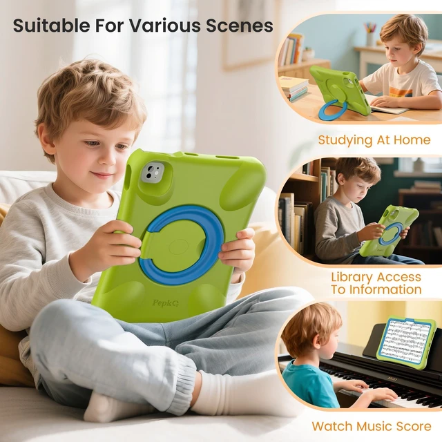 Alt view image 10 of 10 - Pepkoo EVA Kid-Proof Case for iPad Pro 11 inch M4 2024 (A2836/A2837),Shockproof Heavy Duty Cover with Stand,Design for Kids Children