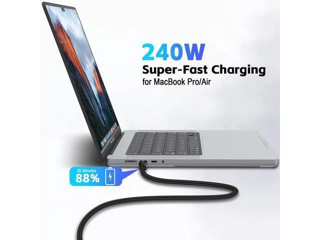Alt view image 11 of 14 - 120Gbps Thunderbolt 5 USB5 Cable 3.3FT 240W Fast Charging & 16K Video Display USB C Male to Male USB4 2gen Cord for MacBook Pro, iPad Pro, iPhone 17/16, SSD, Hub, eGPU, Dock, More