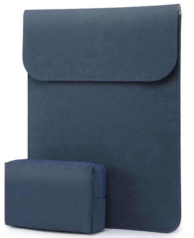Alt view image 6 of 10 - HYZUO 15 Inch Laptop Sleeve Bag for MacBook Air 15 M4 A3241 M3 M2 2025-2023, 15" Surface Laptop 7/6/5/4/3, MacBook Pro 15 2019-2016, Faux Suede Leather Case Cover with Carry Pouch, Navy Blue
