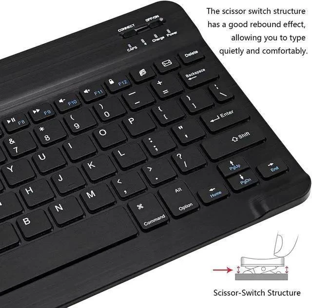Alt view image 11 of 14 - WISDUM Ultra-Slim Bluetooth Keyboard Portable Mini Wireless Keyboard Rechargeable for Tablet Phone Smartphone iOS Android Windows (10 inch Black)