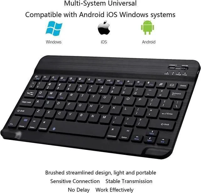 Alt view image 10 of 14 - WISDUM Ultra-Slim Bluetooth Keyboard Portable Mini Wireless Keyboard Rechargeable for Tablet Phone Smartphone iOS Android Windows (10 inch Black)