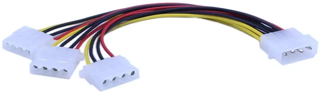 Alt view image 11 of 16 - 2-Pack Molex 4 Pin Power Supply Y Splitter Cable - 3 Female to 1 Male(8 Inchs)
