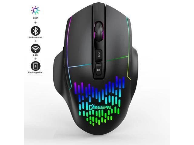 Alt view image 8 of 14 - 2.4G Wireless Bluetooth Mouse, Bluetooth RGB Rechargeable Gaming Mouse Wireless Computer Silent Mause LED Backlit 1600 DPI Ergonomic Gaming Mouse for Laptop PC