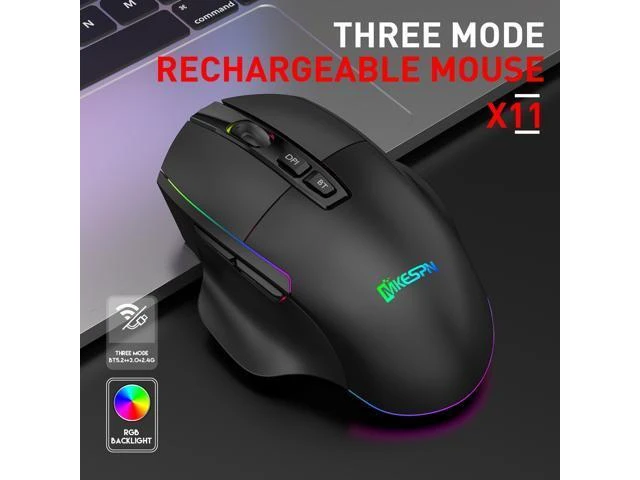 Alt view image 9 of 14 - 2.4G Wireless Bluetooth Mouse, Bluetooth RGB Rechargeable Gaming Mouse Wireless Computer Silent Mause LED Backlit 1600 DPI Ergonomic Gaming Mouse for Laptop PC