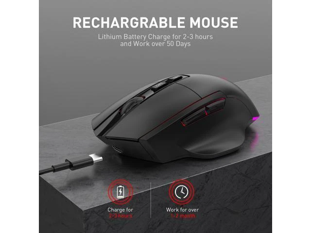 Alt view image 12 of 14 - 2.4G Wireless Bluetooth Mouse, Bluetooth RGB Rechargeable Gaming Mouse Wireless Computer Silent Mause LED Backlit 1600 DPI Ergonomic Gaming Mouse for Laptop PC