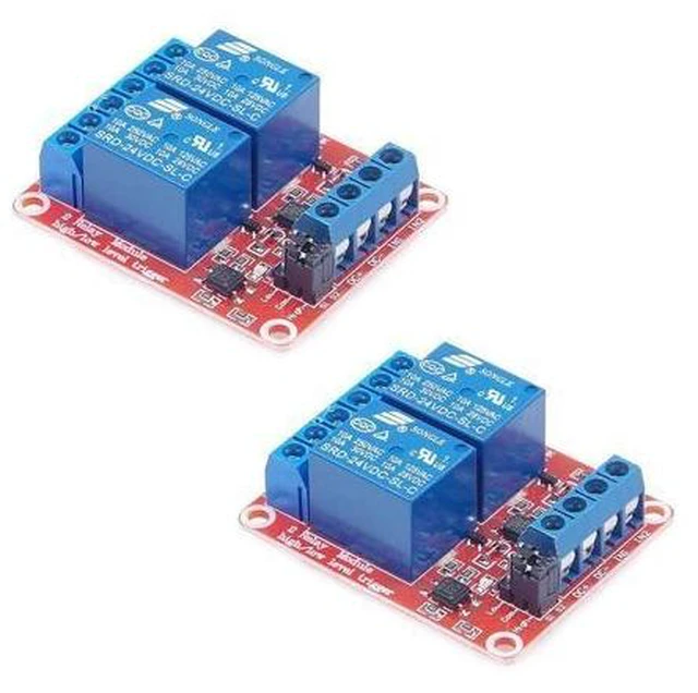Alt view image 6 of 12 - WISDUM 2pcs DC 24V 2 Channel Relay Module with Isolated Optocoupler High and Low Level H/L Level Trigger Module Triggered by DC 24V
