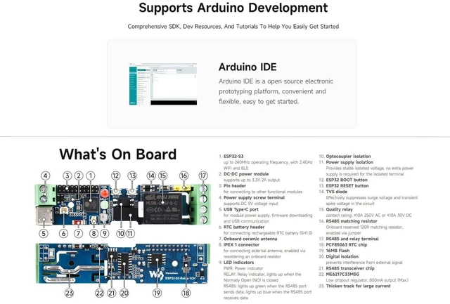 Alt view image 10 of 10 - Industrial 1-Ch ESP32-S3 WiFi Relay Module, Supports RS485/WIFi/Bluetooth Control, Contact Rating of Relay up to 10A 250VAC/30VDC, with Multiple Isolation Protection Circuits, Rail-Mount Case