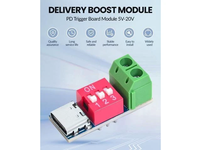 Alt view image 9 of 14 - WISDUM 2PCS USB-C PD/QC Fast Charge Trigger Module & Decoy Board - Dual-Port Voltage selector (5V/9V/12V/20V Output) Charger Power Delivery Boost Module