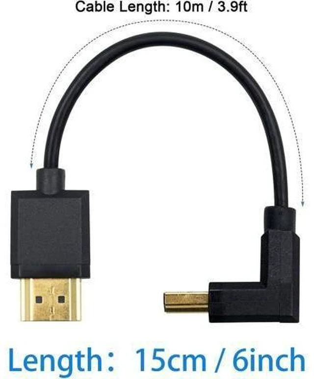 Alt view image 11 of 14 - WISDUM 4K 90 Degree HDMI Cable 6inch/15cm, Extremely Thin Down Angled HDMI Male to Male Cable for 3D and 4K Ultra HD TV Stick HDMI 2.0 Cord