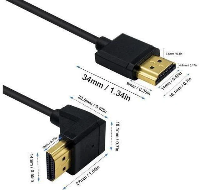 Alt view image 12 of 14 - WISDUM 4K 90 Degree HDMI Cable 6inch/15cm, Extremely Thin Down Angled HDMI Male to Male Cable for 3D and 4K Ultra HD TV Stick HDMI 2.0 Cord