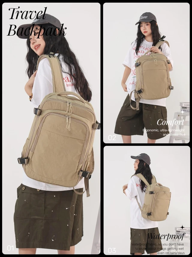 Alt view image 7 of 10 - RELITRK Travel Backpack For Women Men,Airline Approved Carry on Backpack,Casual Daypack for Business Travel Essentials (Khaki)