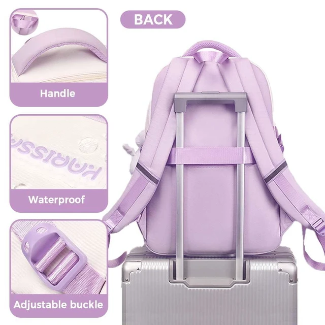 Alt view image 10 of 10 - MININAI Womens Girls Backpack for School Cute Aesthetic Large Laptop Backpack Kawaii Preppy Teen Kids Bookbag Travel Daypack (Purple,L)