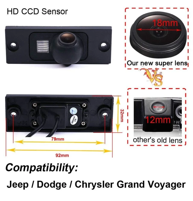 Alt view image 8 of 10 - Super HD Vehicle Camera 1280x720 Pixels 1000 TV Lines Waterproof Vehicle Car Rear View Backup Camera, 170 Viewing Angle Reversing Camera for Jeep Compass Grand Cherokeepatriot