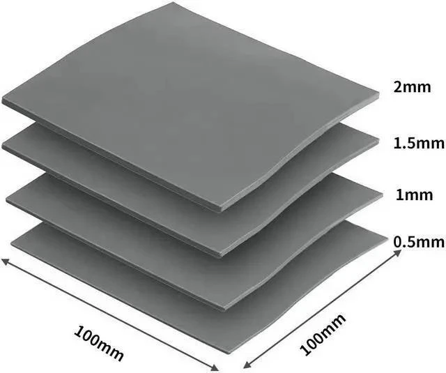 Alt view image 3 of 4 - High Performance 4 Pack Thermal Pad, 100x100mm 0.5mm 1mm 1.5mm 2mm Highly Efficient Thermal Conductivity 6.0 W/mK,Heat Resistant Silicone Thermal Pads for Laptop Heatsink CPU GPU SSD LED Cooler,Gray