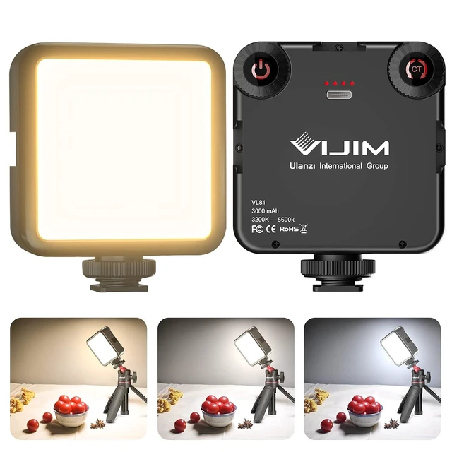 Alt view image 7 of 12 - VoltSync LED Video Light, VL81 On Camera Light with 3 Cold Shoe Rechargeable 3000mAh Battery Bicolor Dimmable 3200K-5600K CRI95+ Portable Photography Photo Lighting Panel for YouTube DSLR Camcorder Vl