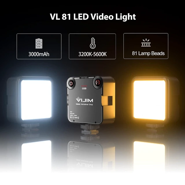 Alt view image 9 of 12 - VoltSync LED Video Light, VL81 On Camera Light with 3 Cold Shoe Rechargeable 3000mAh Battery Bicolor Dimmable 3200K-5600K CRI95+ Portable Photography Photo Lighting Panel for YouTube DSLR Camcorder Vl