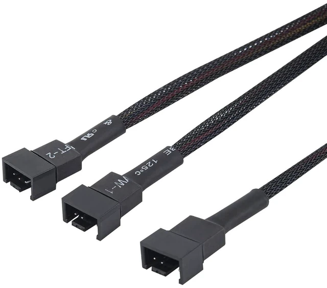 Alt view image 14 of 14 - Cable Matters 2-Pack 3 Way 4 Pin PWM Fan Splitter Cable 12 Inches, PC Fan Splitter 1 to 3 Converter, PC Fan Extension Cable