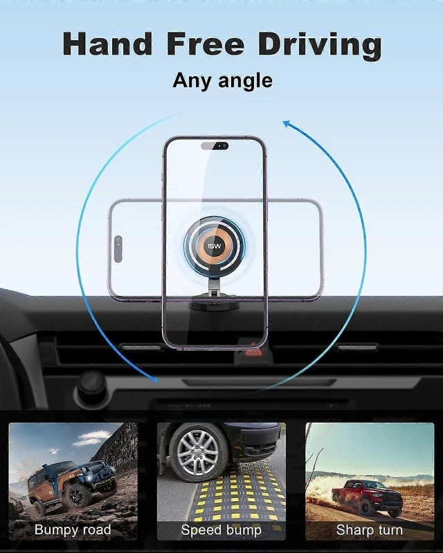Alt view image 12 of 12 - Ecocleanpath 15W Fast Magnetic Wireless Car Charger & Holder, Mag-Safe Compatible for iPhone 15-12 & All Smartphones (Black)