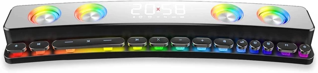 Alt view image 7 of 12 - Dynamic RGB Computer Speakers Sound Bar Desktop PC Gaming Speaker Soundbar with Wireless Bluetooth 5.0, Small Sound Bars for Laptop, Tablet, TV, USB Powered Battery Operated Speakers, Built-in Mic