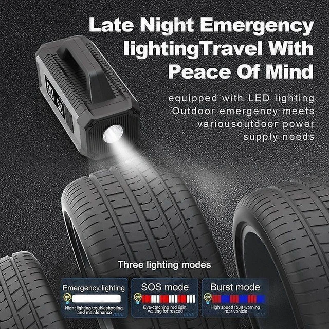 Alt view image 10 of 10 - Ecocleanpath QB05 Portable Air Compressor: Tire Inflator for Car, Bike, Ball & Power Bank (Grey)