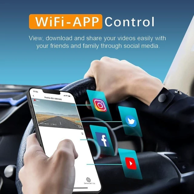 Alt view image 12 of 12 - QURO Night Vision Wifi Dashcam Doble Camara Wifi Dvr 1080P Dashboard Camera for Car