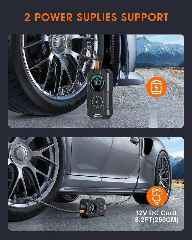 Alt view image 9 of 10 - Ecocleanpath 150PSI Portable Tire Inflator with Memory Function & LED Light, 12V DC Air Compressor for Car, Bike, Ball