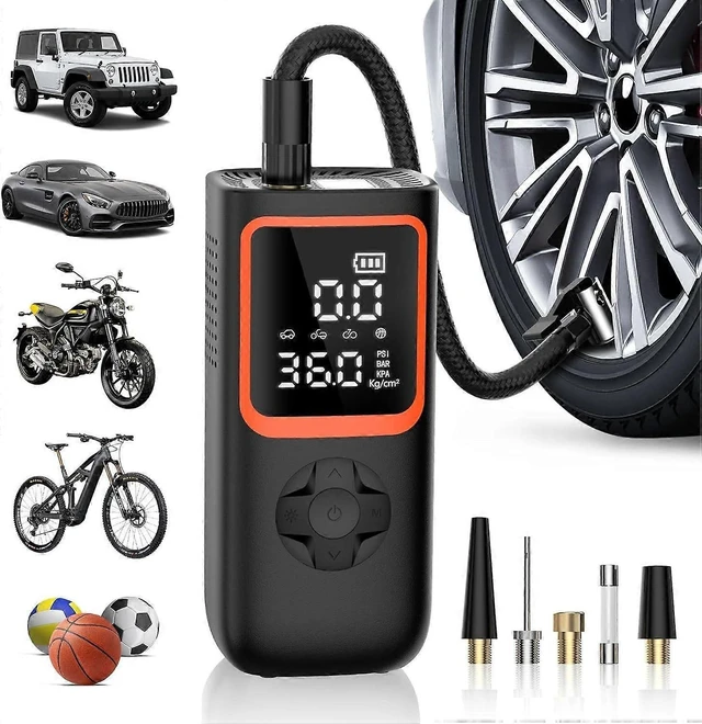 Alt view image 6 of 10 - Ecocleanpath Portable Tire Inflator 150PSI, 6000mAh Cordless Air Compressor with LED Light & Pressure Gauge, 2X Faster Inflation