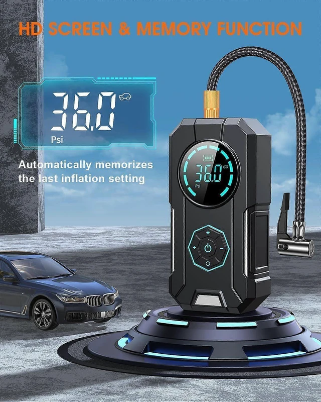 Alt view image 8 of 10 - Ecocleanpath 150PSI Portable Tire Inflator with Memory Function & LED Light, 12V DC Air Compressor for Car, Bike, Ball
