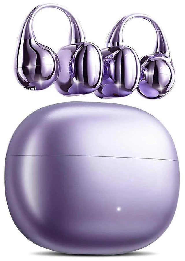 Alt view image 11 of 12 - Purple Clip-On Open Ear Earbuds, Bluetooth 5.4, 50H Play, ENC Noise Cancelling, IPX5 Waterproof