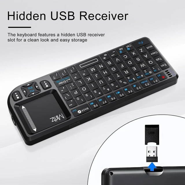 Alt view image 12 of 14 - Mini Wireless Keyboard, Mini Bluetooth Keyboard with Sensitive Touchpad, 2.4G/Bluetooth 5.1 Dual Mode Rechargeable Portable, for Smart TV/PC/Tablet/Phone, Works with Fire TV Stick/Raspberry Pi