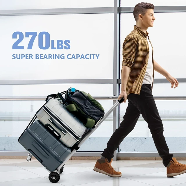 Alt view image 10 of 14 - KEDSUM 270LBS Utility Luggage Cart with 4 Wheels, 100% Aluminum Hand Truck Dolly, Folding Hand Truck with Advanced Tank Wheels, Portable Dolly Cart for Luggage, Travel, Shopping, Office Use