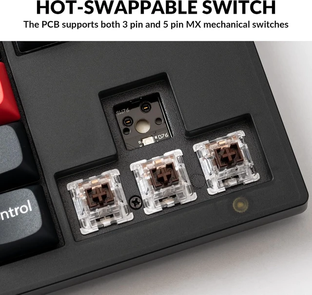 Alt view image 10 of 14 - Keychron V3 Wired Custom Mechanical Keyboard, TKL Tenkeyless QMK/VIA Programmable Macro with Hot-swappable Keychron K Pro Brown Switch Compatible with Mac Windows Linux (Frosted Black-Translucent)