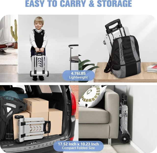 Alt view image 14 of 14 - KEDSUM 270LBS Utility Luggage Cart with 4 Wheels, 100% Aluminum Hand Truck Dolly, Folding Hand Truck with Advanced Tank Wheels, Portable Dolly Cart for Luggage, Travel, Shopping, Office Use
