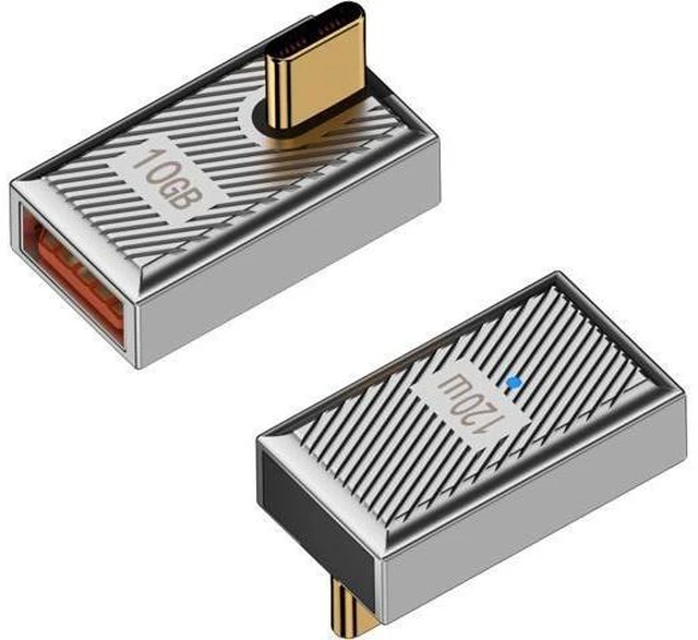 Alt view image 8 of 14 - 120W USB A to USB C Adapter 90 Degree USB C to USB Adapter Right Angle USB Type 3.1 Female to USB C Male Converter OTG Fast Charging Compatible with MacBook Tablet Samsung Galaxy 2 Pack