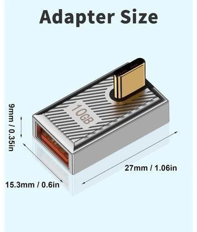 Alt view image 13 of 14 - 120W USB A to USB C Adapter 90 Degree USB C to USB Adapter Right Angle USB Type 3.1 Female to USB C Male Converter OTG Fast Charging Compatible with MacBook Tablet Samsung Galaxy 2 Pack