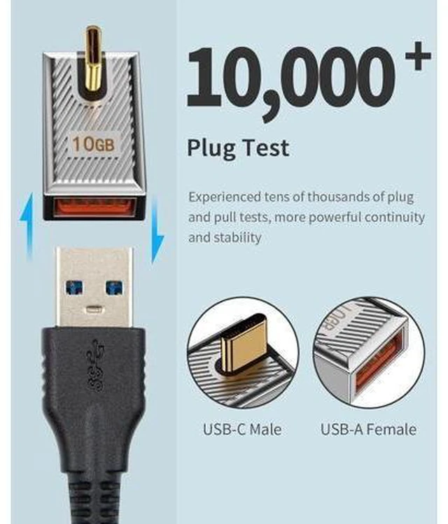 Alt view image 11 of 14 - 120W USB A to USB C Adapter 90 Degree USB C to USB Adapter Right Angle USB Type 3.1 Female to USB C Male Converter OTG Fast Charging Compatible with MacBook Tablet Samsung Galaxy 2 Pack