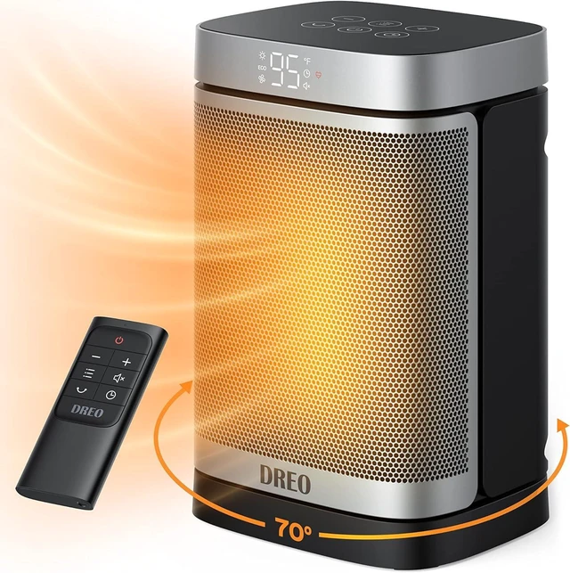 Alt view image 8 of 14 - DREO Space Heater, 1500W Portable Electric Heaters for Indoor Use, PTC Ceramic Heater for Office with Remote, Thermostat, 70°Oscillation, 12H Timer, 5 Modes, Quiet Safe Room Heater for Bedroom