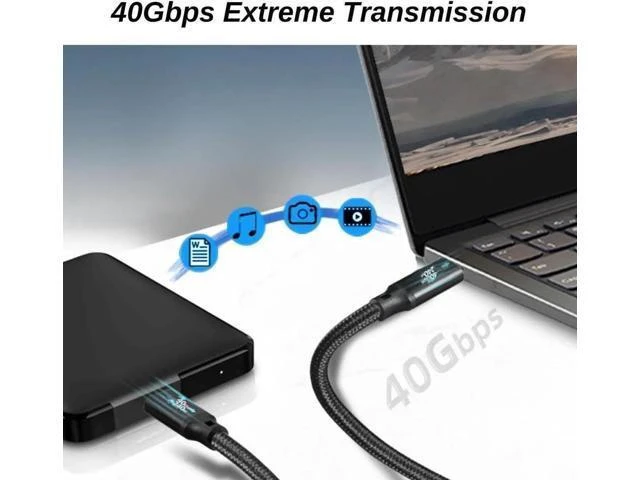 Alt view image 8 of 12 - 1.5FT Braided USB4 C to C Cable, 40Gbps 240W Fast Charging & 8K UHD Display Cord for Samsung S23/S22/S21/S20 Ultra, Note 20, Laptop, Hub, Docking